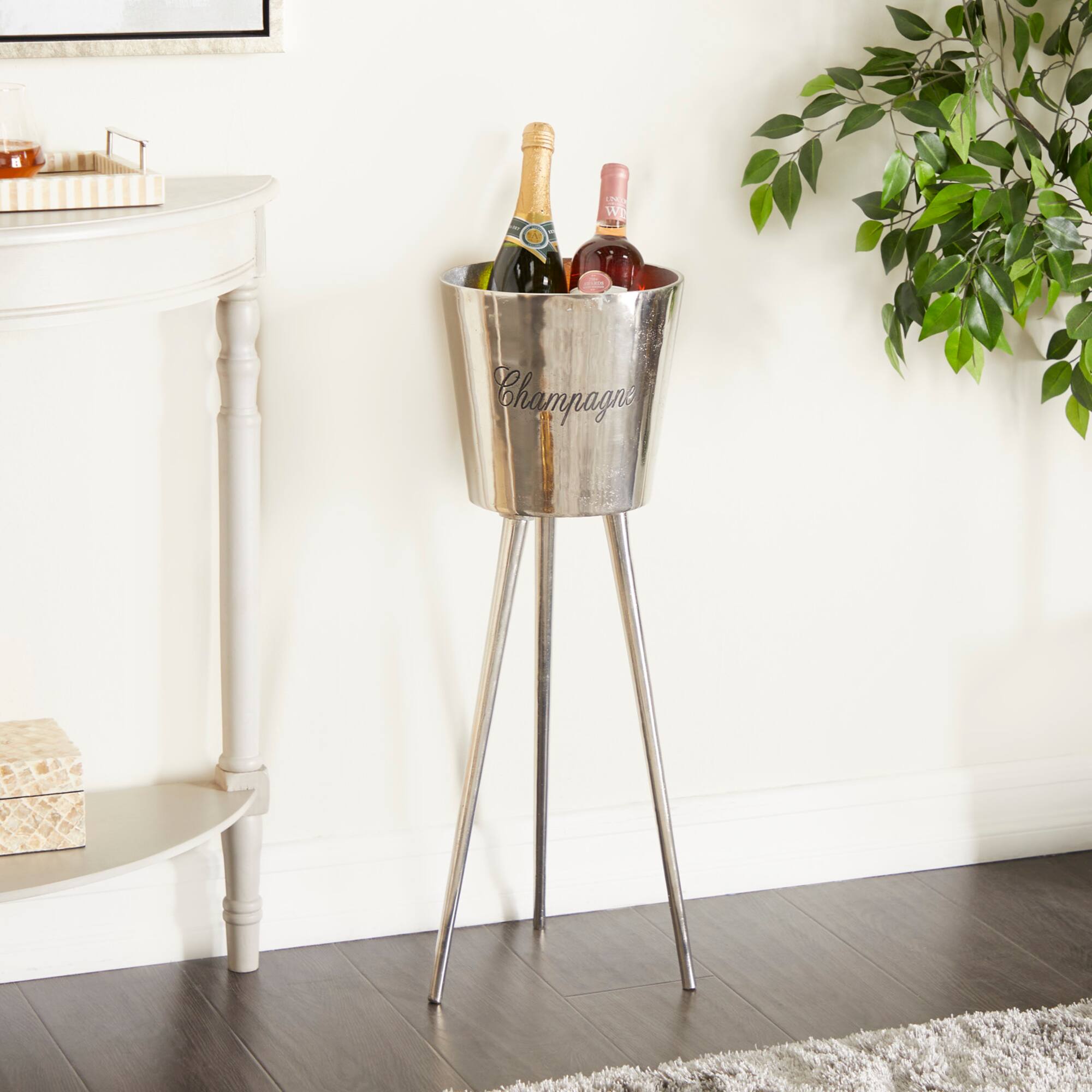 Grey Modern Wine Holder, 9" x 9" x 28"